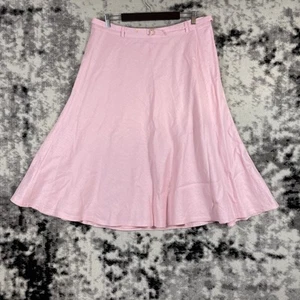 Lauren Ralph Lauren Skirt Womens Size 16 Pink Fit Flare Belted Woven Linen - Picture 1 of 11