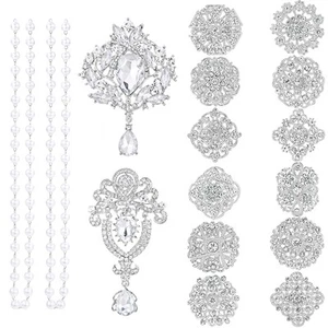 Bridal Wedding Bouquet Bulk Silver Brooches for Women Fashion 14 Pieces Rhine... - Picture 1 of 6