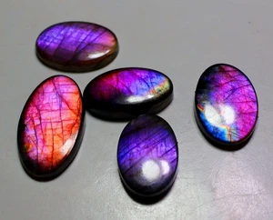 141 Ct Natural Bulk Lot Purple Fire Labradorite Oval Cabochon Gemstone RP-41 - Picture 1 of 2