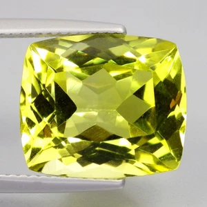 9.88 Ct Well-Chosen (14 x 12 mm) 100%Natural Cushion Green Gold Lemon Quartz Gem - Bild 1 von 7