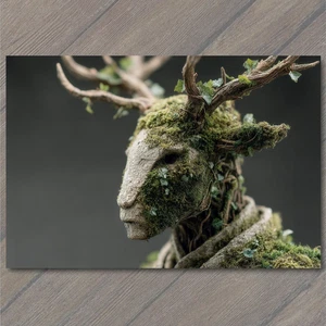 Art Print Forest Skeleton Flowers Moss Crown Nature Decay Gothic Fairy Tale - Picture 1 of 1