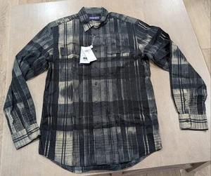 $ 595 Ralph Lauren Purple Label Ikat kariertes geknöpftes Herrenhemd schwarz Medium - Bild 1 von 7