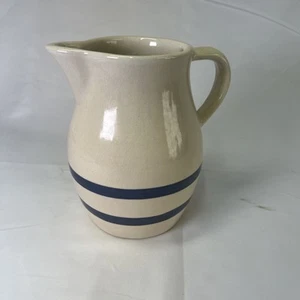 Robinson Ransbottom Keramik Krug Creme Blau Streifen 6 1/4" Vintage Bauernhaus - Bild 1 von 10