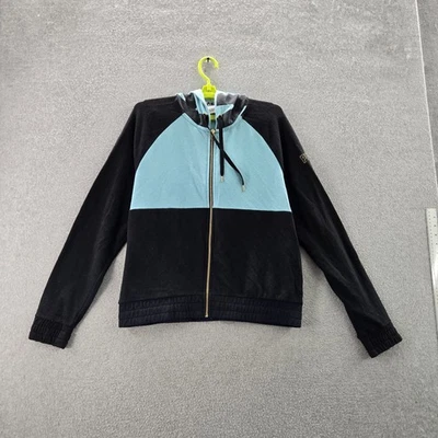 Victoria's Secret PINK Women Hoodie L Black Colorblock Coquettecore Logo Zipper - Image 1 of 4