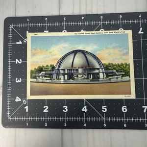 United States Steel Building New York Worlds Fair 1939 Linen Unposted - Picture 1 of 6