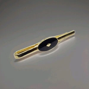 English Art Deco Style Black Enamel Tie Clip - Enamelled - For Gents & Gentleman - Picture 1 of 6