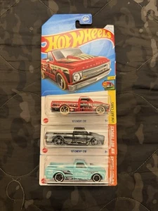 2024/25🔥Hot Wheels🔥’67 Chevy C10 Trio, alle 3 verschieden, Maßstab 1:64 Guss - Bild 1 von 4