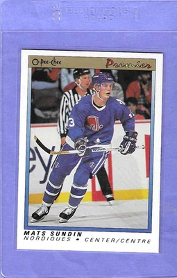 1990-91 O-Pee-Chee Premier Mats Sundin  Rookie HOF Quebec Nordques #114 Mint - Image 1 of 2