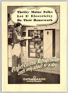 Westinghouse Refrigerator 1936, Central Maine Power Co. 5,75" x 8" anuncio impreso - Imagen 1 de 4
