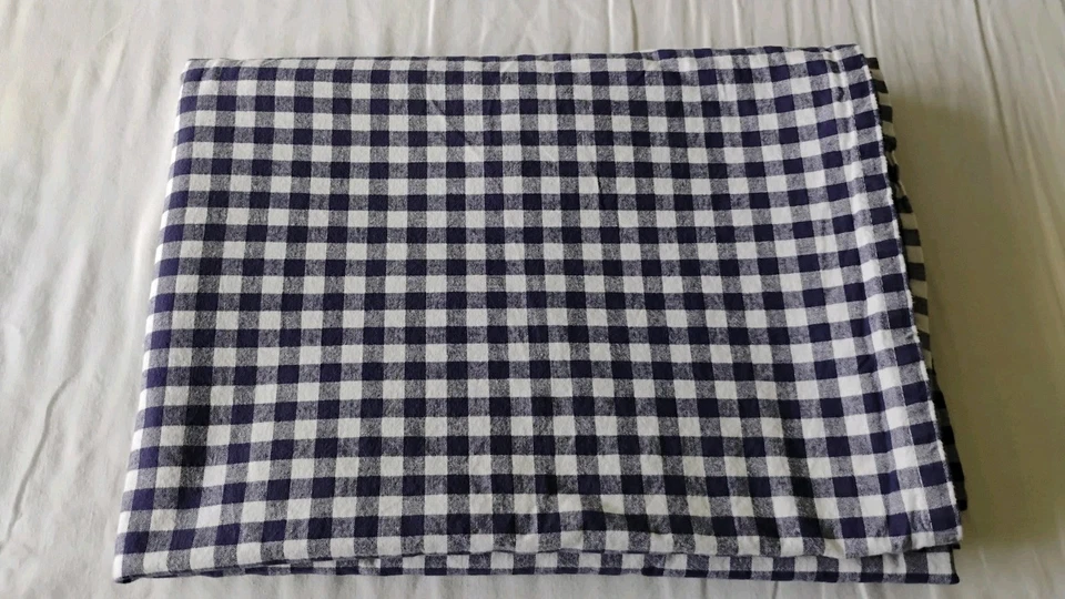 Sábana plana doble Pottery Barn Kids franela azul guinga cuadros país en mal estado usada en excelente estado Foto 1 de 4