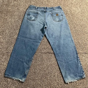 Pantalones de mezclilla Carhartt para hombre 40x32 azul holgados B167 DST desgastados ropa de trabajo - Imagen 1 de 9