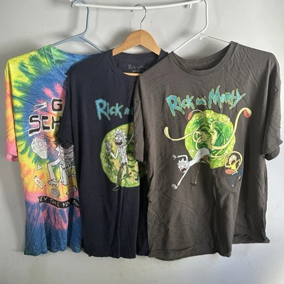 Lot of 3 Rick And Morty TShirts Size Xtra Large Tie Dye Get Schwifty - Image 1 of 4