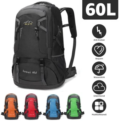 60L Herren Damen Rucksack Groß Wasserdicht Wanderrucksack Trekking Reiserucksack - Bild 1 von 4