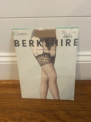 Berkshire 1361 Lace Top Stocking Nude Color Size Queen 2 New Sheer Silky Leg - Image 1 of 2