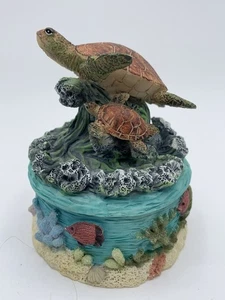 Vintage Sea Turtles Trinket Box Treasures Beach Life Coastal Animals Colorful - Picture 1 of 9