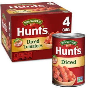 Hunt's 100% Natural Diced Tomatoes, 14.5 oz Can, 4 Count - Picture 1 of 7