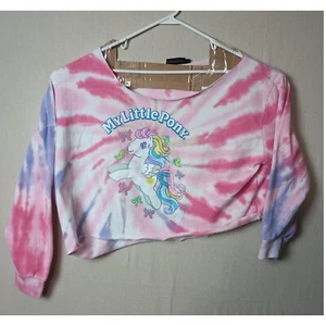 My Little Pony pastel Tie Dye Cropped Raw Hem Long Sleeve Top Size XXL - Picture 1 of 6