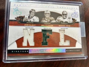 2007 NATIONAL TREASURES JOHN ELWAY-BRETT FAVRE-MICHAEL IRVIN TRIPLE JERSEY 20/25 - Picture 1 of 2