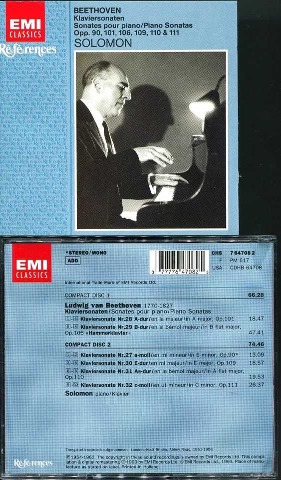 Beethoven, Klaviersonaten Nr. 27-32, Doppel-CD, Solomon (Cutner) Piano - Bild 1 von 1