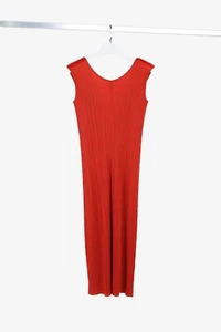 Issey Miyake Pleats Please Rust Red Pleated Sleeveless Maxi Dress, Size S - Picture 1 of 7