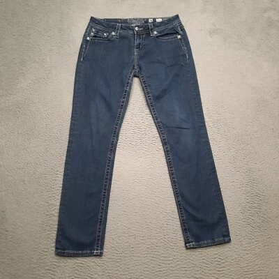 Pantalones de mezclilla Miss Me tiro medio fáciles ajustados para mujer 28 azules lavado medio 28x30 Foto 1 de 4