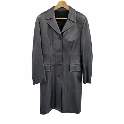 Gabardina Vintage Imitación Cuero Lana Forrada Longline Bolsillos Juegos con disfraces Negra S Foto 1 de 4