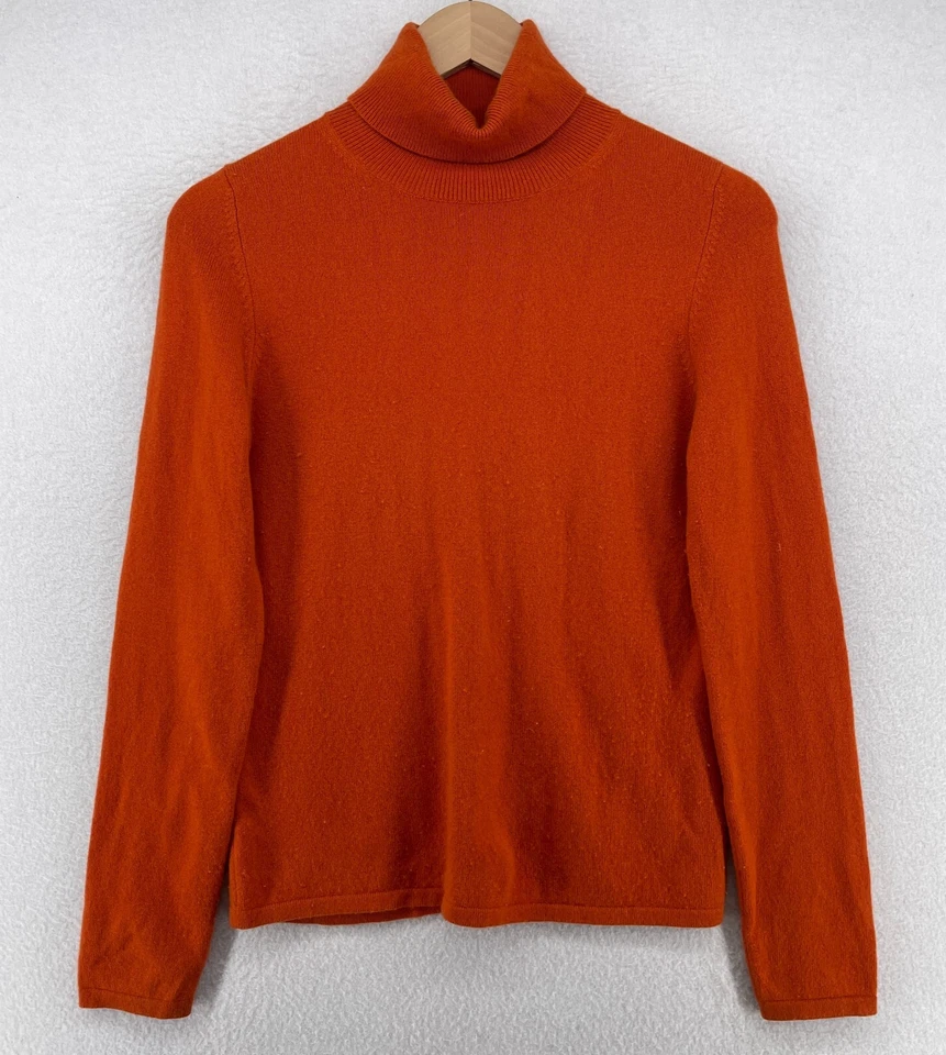 SAKS FIFTH AVENUE Sweater Womens S 100% Cashmere Turtleneck Pullover Orange - Image 1 of 4