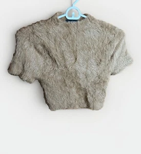 NWT AKIRA Toffee Fuzzy Knot Top Cropped Brown - Picture 1 of 5