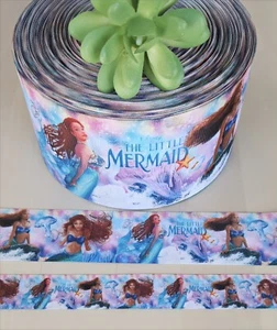 7/8, 1.5 & 3" (1 YD) The Little Mermaid Grosgrain Ribbon Mermaid Movie Sea Ocean - Picture 1 of 2