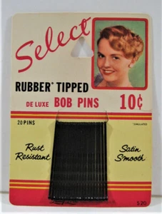 Vintage Select Deluxe Bob Pins On Card Lady Lora Co Chicago Old Store Stock - Picture 1 of 2