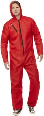 Smiffys 61037S Bank Robber Jumpsuit, Unisex Adult, Red, S - Size 34"-36" - Image 1 of 3