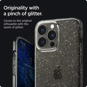 Per iPhone 13 / 13 Pro Max - Custodia rigida resistente cristallo trasparente glitter polvere - Foto 1 di 7