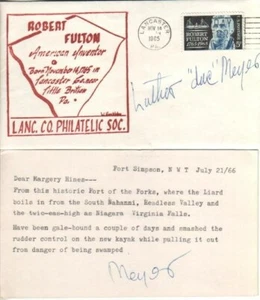 Luther Doc Meyer Autografiado FDC y Nota Famoso Explorador/Kayak  - Imagen 1 de 1