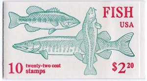 Scott #BK154 (2205-2209a) Fish (Tuna, Bass, Catfish) Booklet of 10 Stamps - MNH - Picture 1 of 3