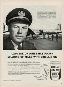 1957 Sinclair Motor Car Oil Vintage Print Ad Airline Pilot Captain Milton Jones - Picture 1 of 8