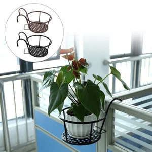 2 PCS Wall Hanging Flower Stand Deck Railing Container Holder Balcony Rack - Picture 1 of 12