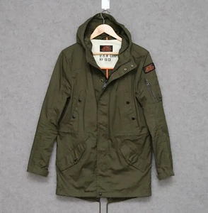 SCHOTT Men's Cotton Green Khaki Army Type-U Flyers Parka Zip Snap Jacket Size M - Picture 1 of 19