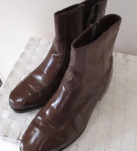 REDUCED 25%  Men's Cranston Styles 100% Leather Boots, Side Zipper, Brown, 9.5D - Picture 1 of 7
