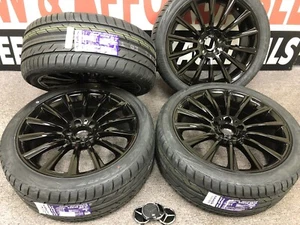 19X8.5" MERCEDES BENZ S STYLE GLOSS BLACK RIMS WHEELS FITS S CLASS S430 S550 S50 - Picture 1 of 10