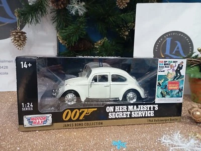 Modellino auto VW BEETLE kafer maggiolino 007 JAMES BOND scala 1:24 film movie - Immagine 1 di 4