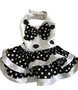 Handmade Black And White Polkadot Dog Dress Xs Dog Clothes - Picture 1 of 1