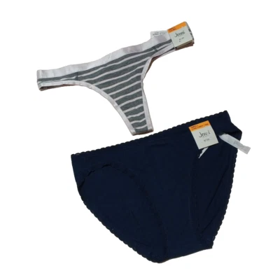 PACK 2 JENNI Tanga/Bikini Panty Talla PEQUEÑA Rayas Gris Lavanda/Algodón Azul Foto 1 de 4