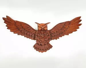 Flying Owl Wall Decor, Wall Ornament, Art, Sculpture, Wooden Statue, Family Gift - Picture 1 of 8