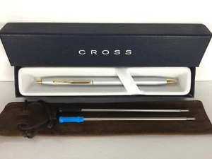 SCHÖNER KREUZ MATT GRAU-SILBER mit 22K GOLD KLASSISCH JAHRHUNDERT KUGELSCHREIBER - Bild 1 von 6