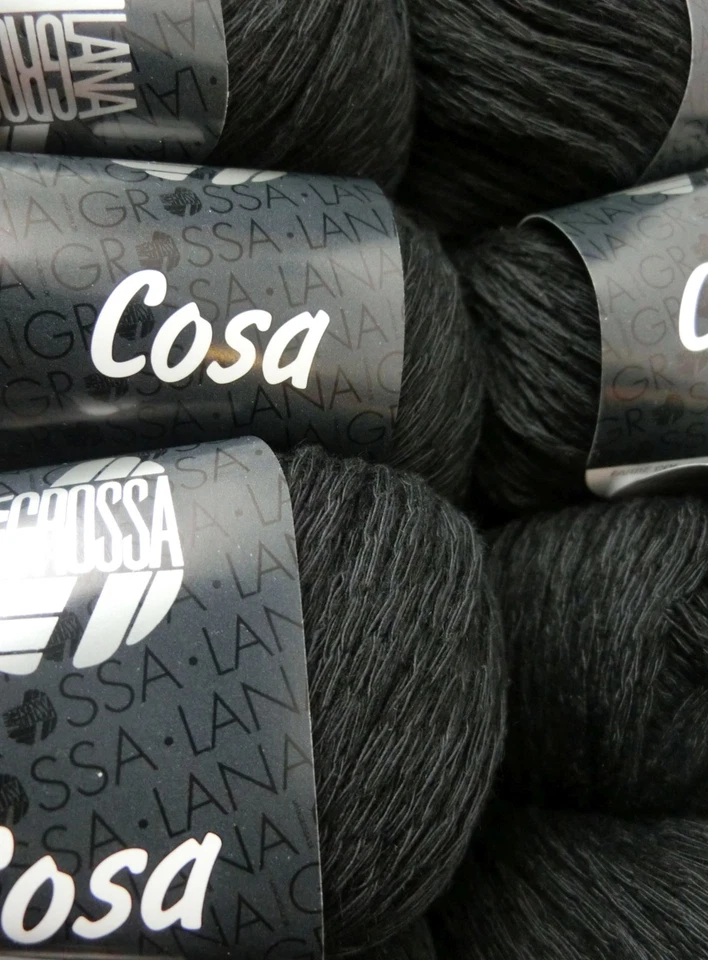 (110 €/kg): 50 g LG COSA, mit Seide, Bändchengarn, Fb. 05 schwarz #3433 - Bild 1 von 1