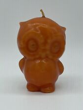 Vintage 70’s Big Eyed Owl Candle Kitsch Orange  3" Never Used Wax Bird