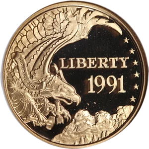 1991-W Mount Rushmore Commemorative Gold $5 NGC PF70 Ultra Cameo - STOCK - Picture 1 of 4
