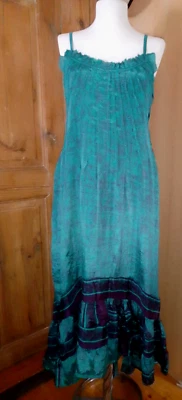 Damen Sommer Kleid Maxikleid smaragdgrün 100%Seide 42/44 - Bild 1 von 4