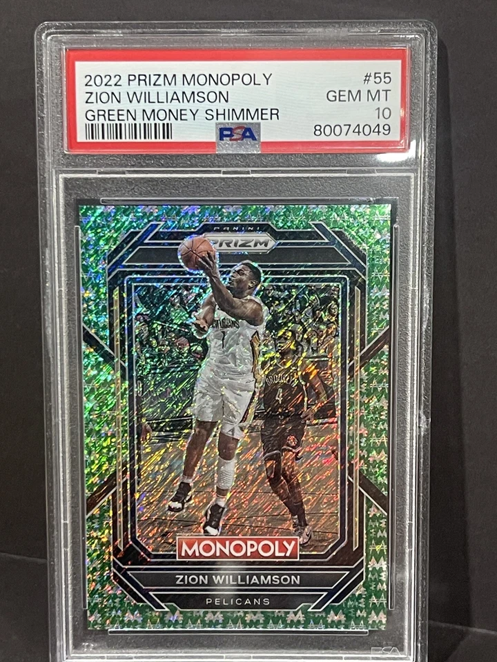 Zion Williamson 2022-23 MONOPOLY GREEN MONEY SHIMMER #/20 Rare PSA 10 Pelicans - Image 1 of 2