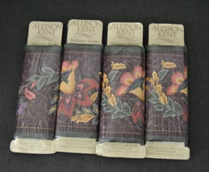 Vtg ALLYSON KENT Decorative Border Wallpaper 5 Yards Ea. Pre-pasted PLUM 6 3/4"W - Picture 1 of 7